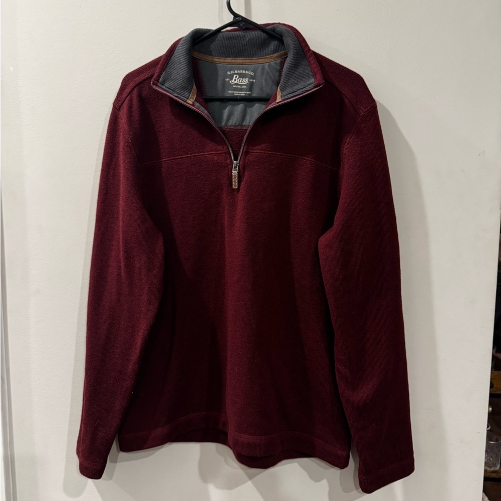 Bass Quarter-Zip Maroon Pullover Sweater